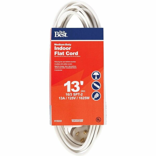 All-Source 13 Ft. 16/3 Flat Plug White Extension Cord IPF-PT2163-13-WH
